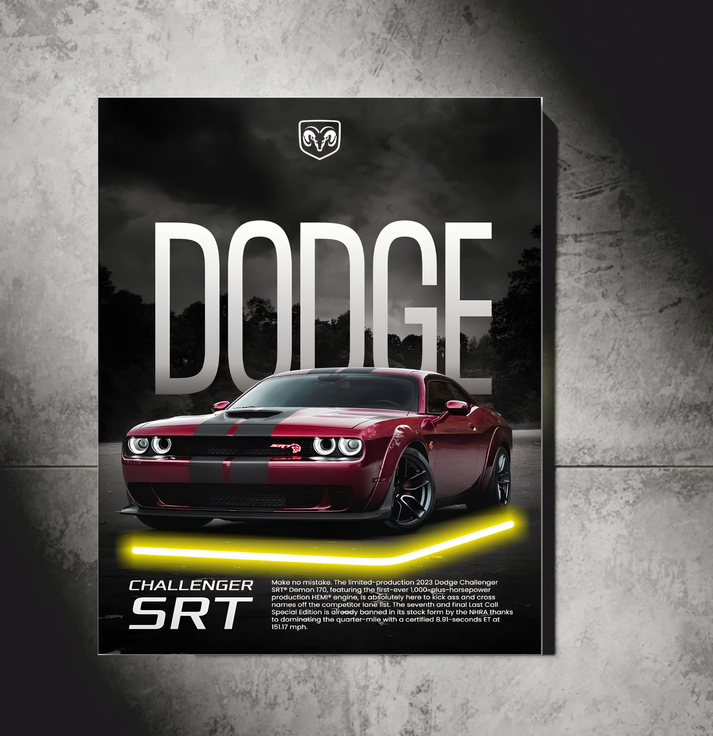 POSTER polycarbone DODGE SRT VUE GLOBALE