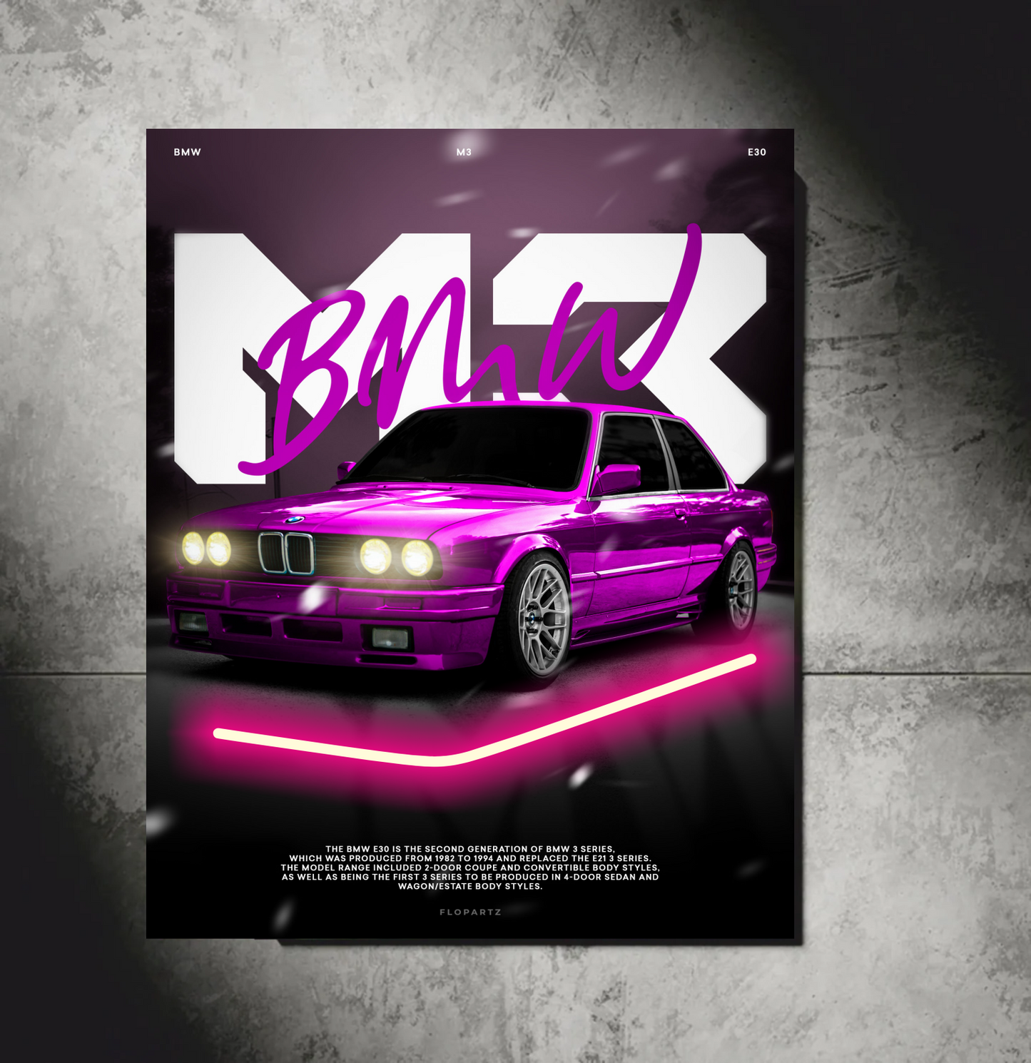 POSTER polycarbone BMW M3 VUE GLOBALE